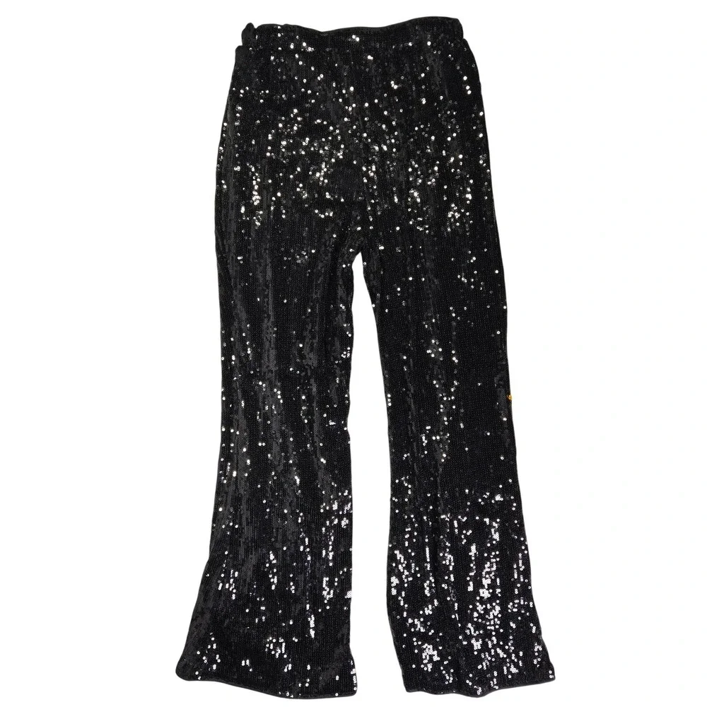 Spirit Halloween Kids‎ Pop Star Costume Black Sequin Fringe Top Flare Pants M